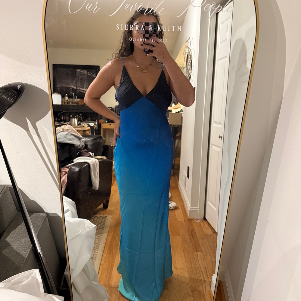 12th Tribe Navy to Aqua Maxi Dress